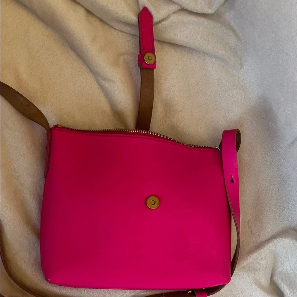 J. Crew Leather Vibrant Pink Crossbody Bag - Picture 3 of 12